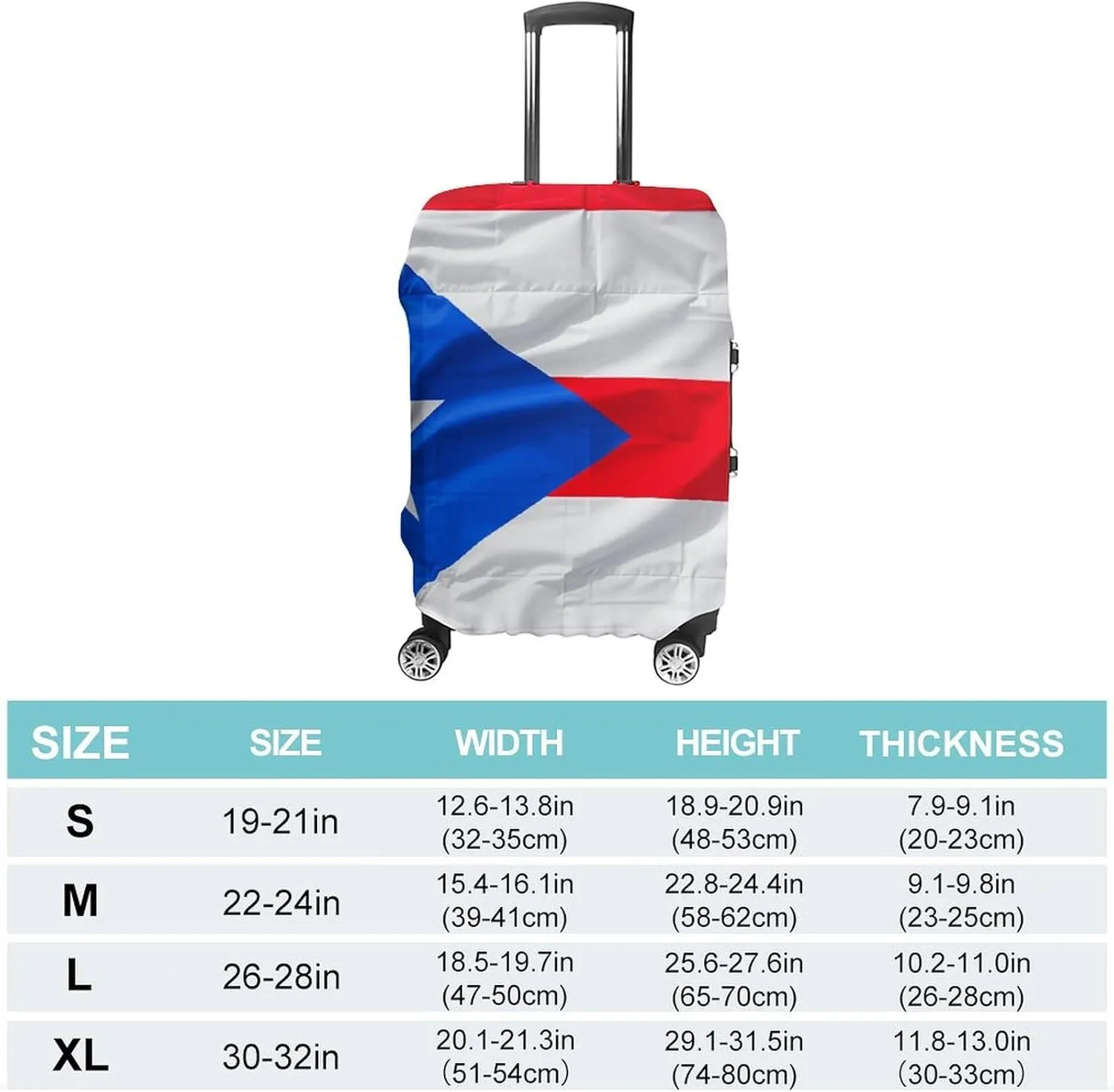 Suitcase Covers for Luggage Puerto Rico Flag Fashion Luggage Cover Washable Protector Waterproof Suitcase Cover Anti-scratch Travel Suitcases Covers Case for 19-32 Inch Luggages M