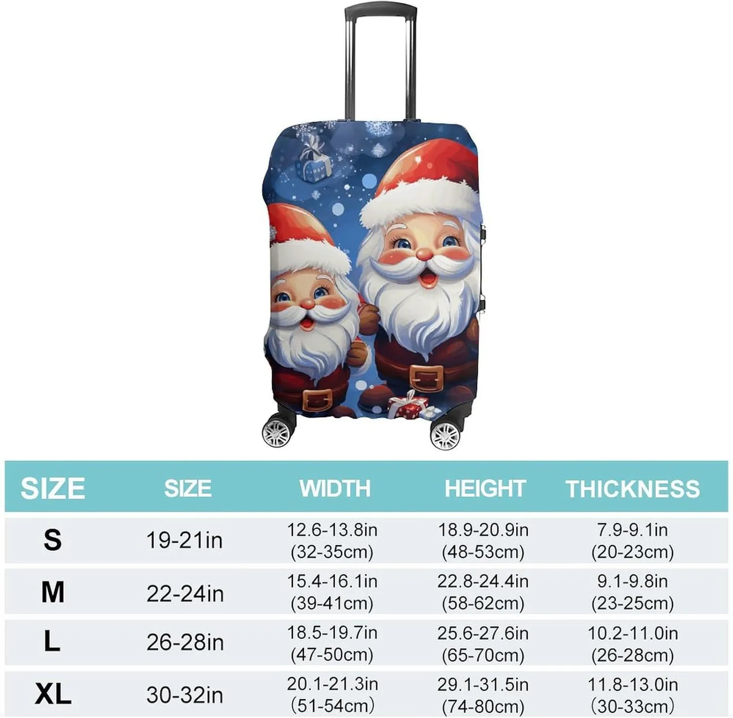 Suitcase Covers for Luggage Super Cute Santa Claus Fashion Luggage Cover Washable Protector Waterproof Suitcase Cover Anti-scratch Travel Suitcases Covers Case for 19-32 Inch Luggages L