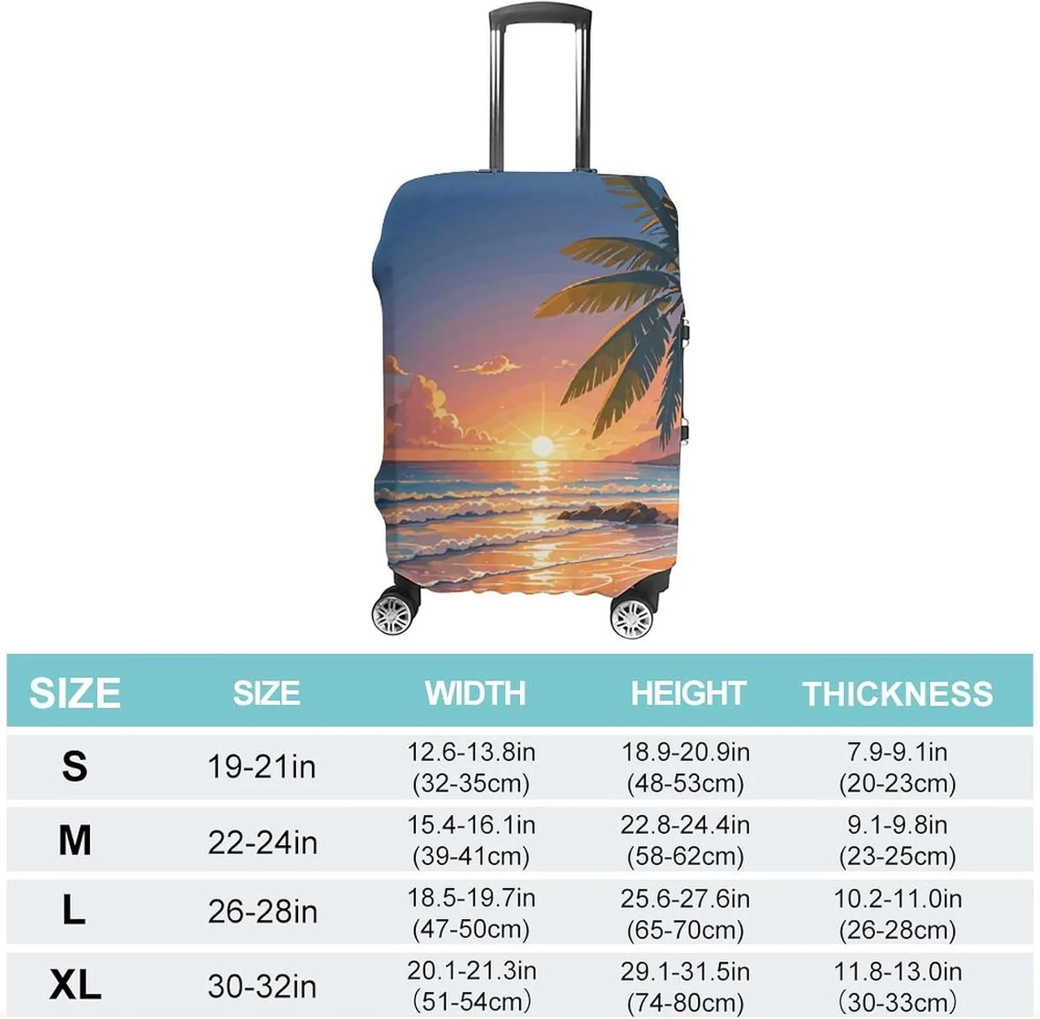 Suitcase Covers for Luggage Tropical Beach Palm Tree Fashion Luggage Cover Washable Protector Waterproof Suitcase Cover Anti-scratch Travel Suitcases Covers Case for 19-32 Inch Luggages XL