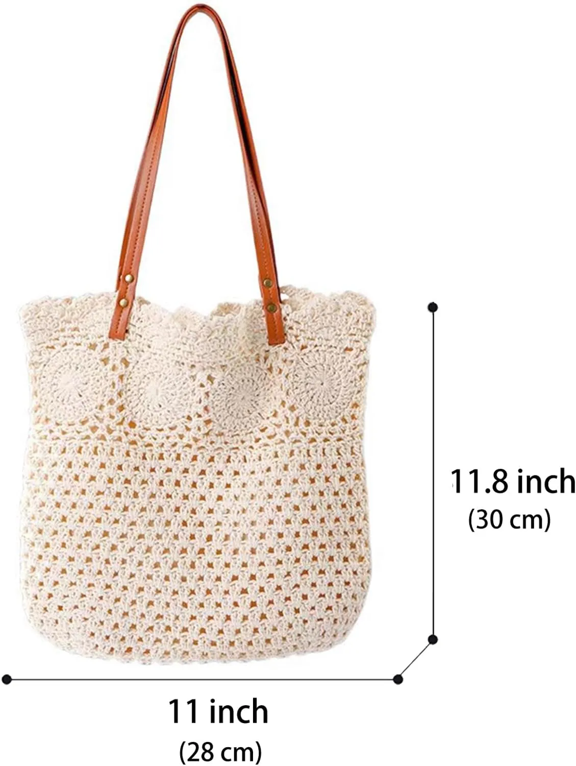 Summer Beige Cotton Knitted Shoulder Bag bags for 2025, Bohemian Hobo Crochet Beach bag Casual Designer Purse for Women