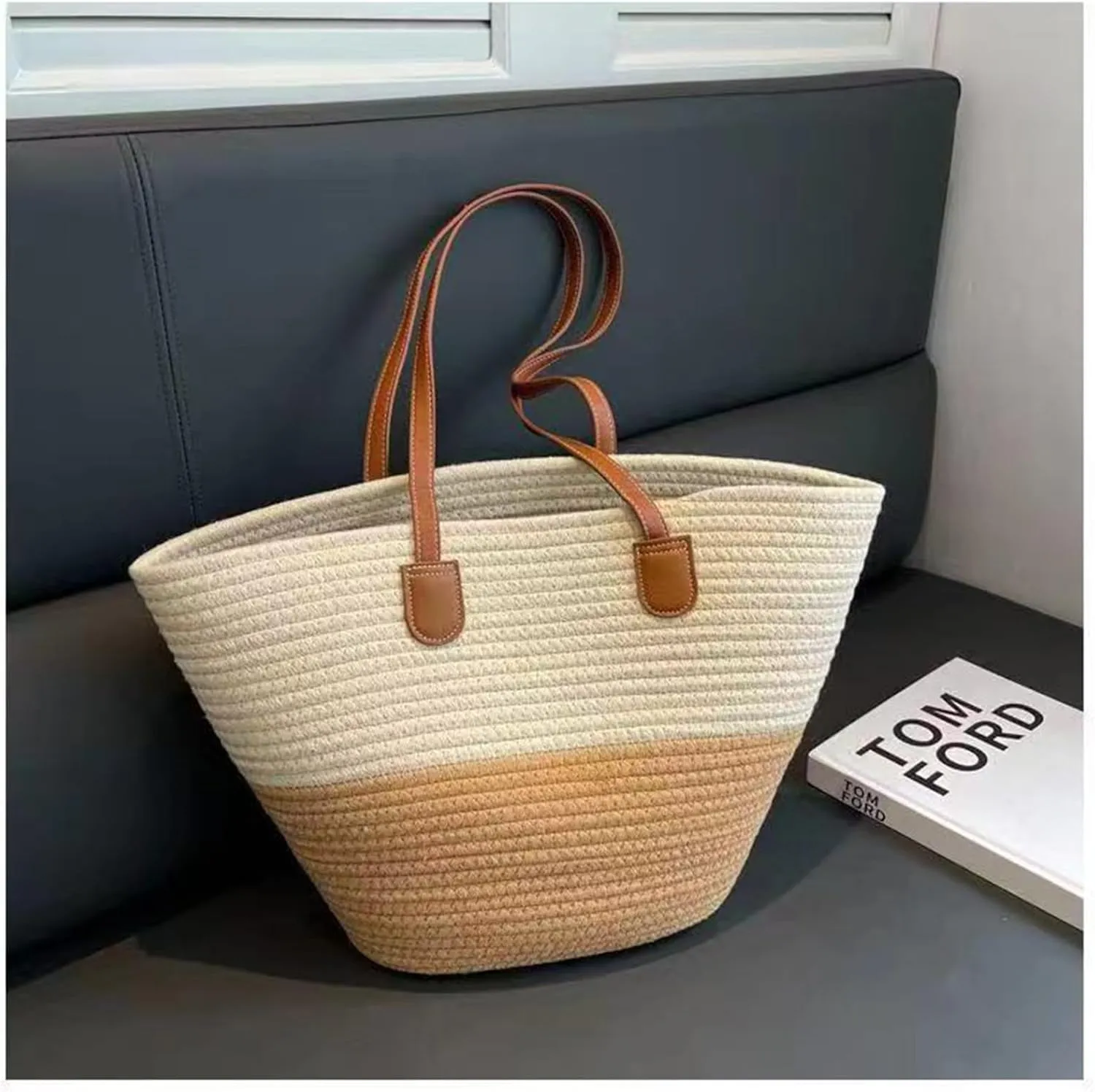 Summer Beige Cotton Knitted Shoulder Bag bags for 2025, Bohemian Hobo Crochet Beach bag Casual Designer Purse for Women