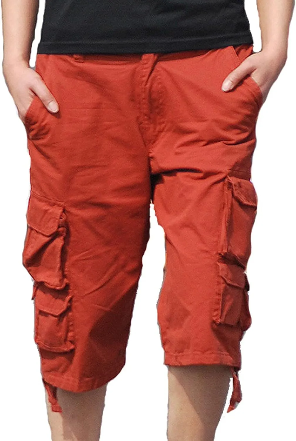 Summer Shorts Men Stylish Casual Elastic Waist Cargo Short Multi Pockets Summer Work Utility Shorts 9" Inseam