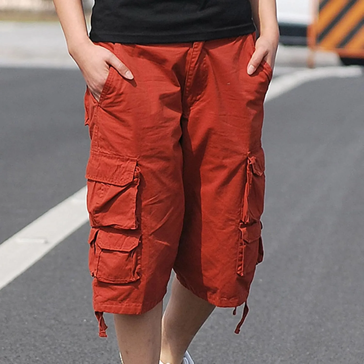 Summer Shorts Men Stylish Casual Elastic Waist Cargo Short Multi Pockets Summer Work Utility Shorts 9" Inseam
