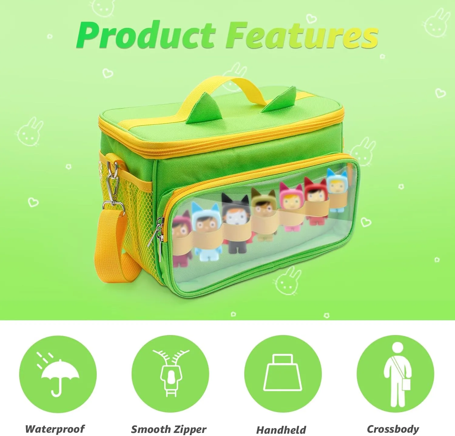 Sun3drucker Carrying Bag for Toniebox Starter Set - Carrying Case for Toniebox, Tonie Figures,Headphones and Charging Station, Portable Storage Bag with Shoulder Strap and Handle Bar (Green)