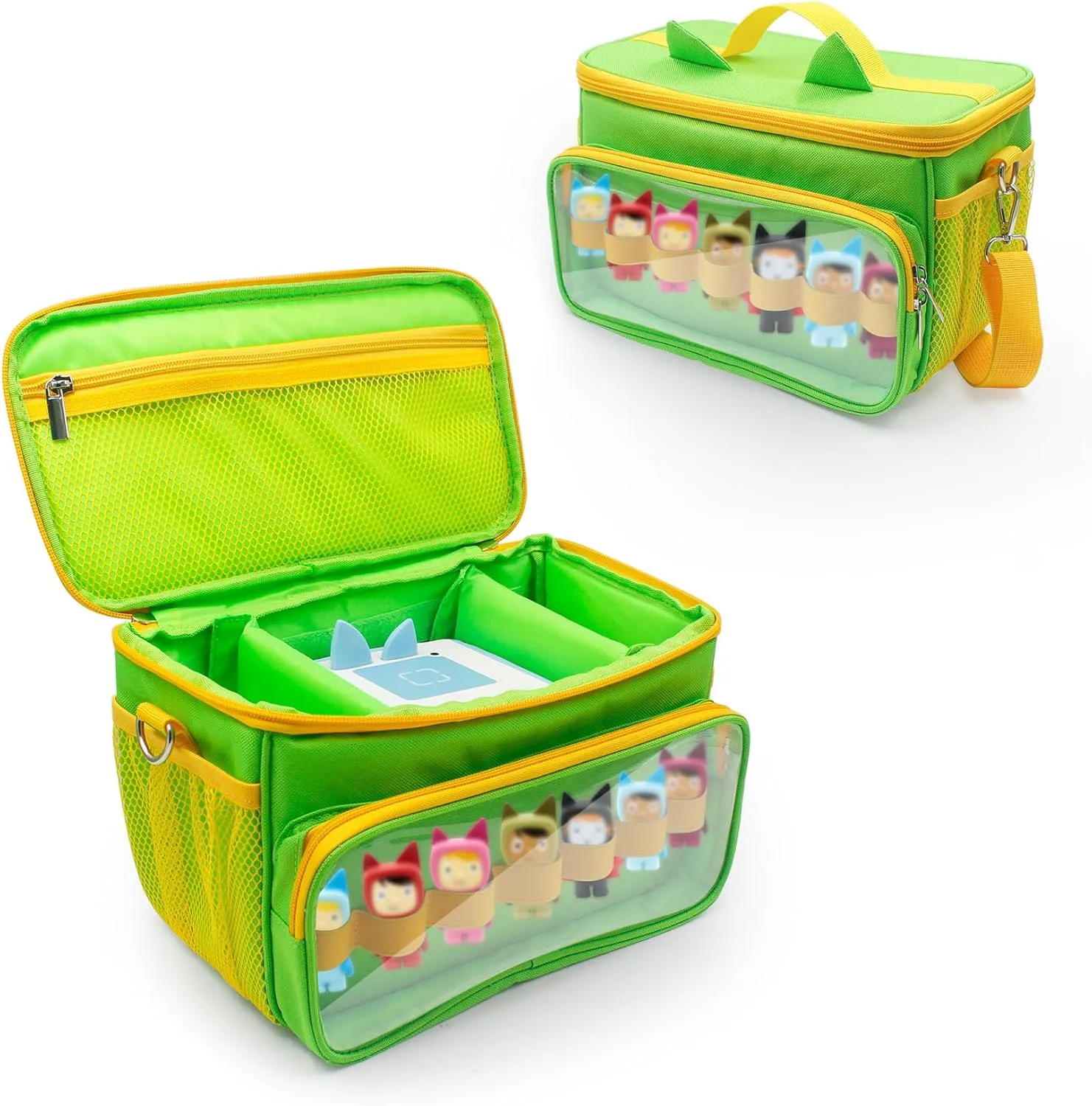 Sun3drucker Carrying Bag for Toniebox Starter Set - Carrying Case for Toniebox, Tonie Figures,Headphones and Charging Station, Portable Storage Bag with Shoulder Strap and Handle Bar (Green)