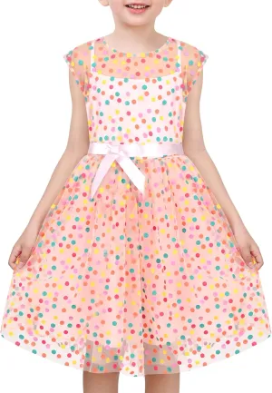Sunny Fashion Girls Dress Caramel Star Lace Short Sleeve Pleated Collar Dress