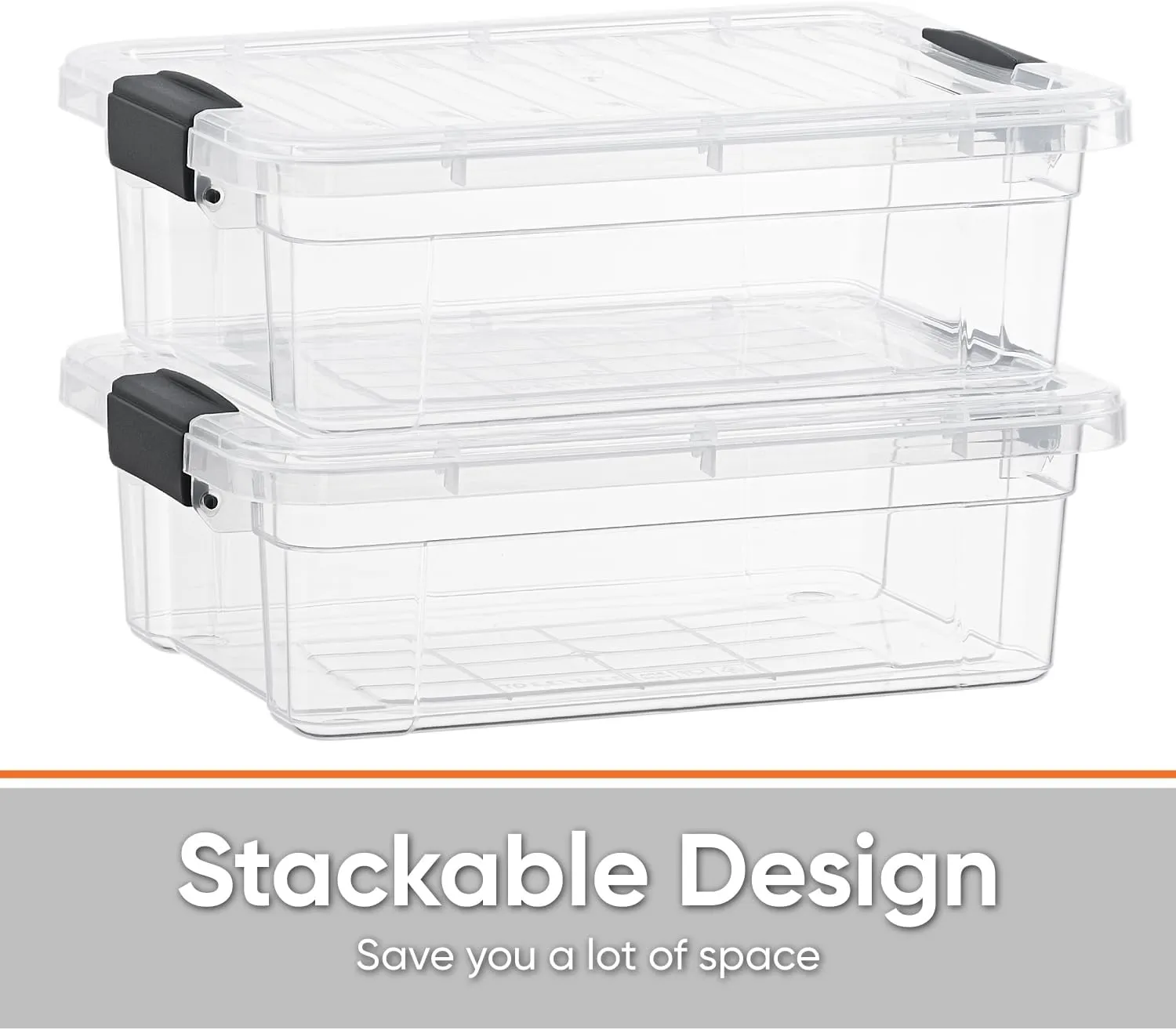 Superio Clear Plastic Storage Bins with Lid, 4.5 Quart Box, Organizing Containers, Stackable Plastic Tote for Home, Garage, Dorm, School, and Office