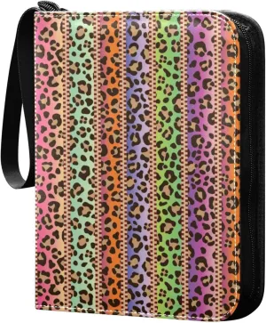 susiyo Colorful Mexican Leopard Prints Stripes Card Binder 400 Pockets Cute Trading Football Collectible Card Albums