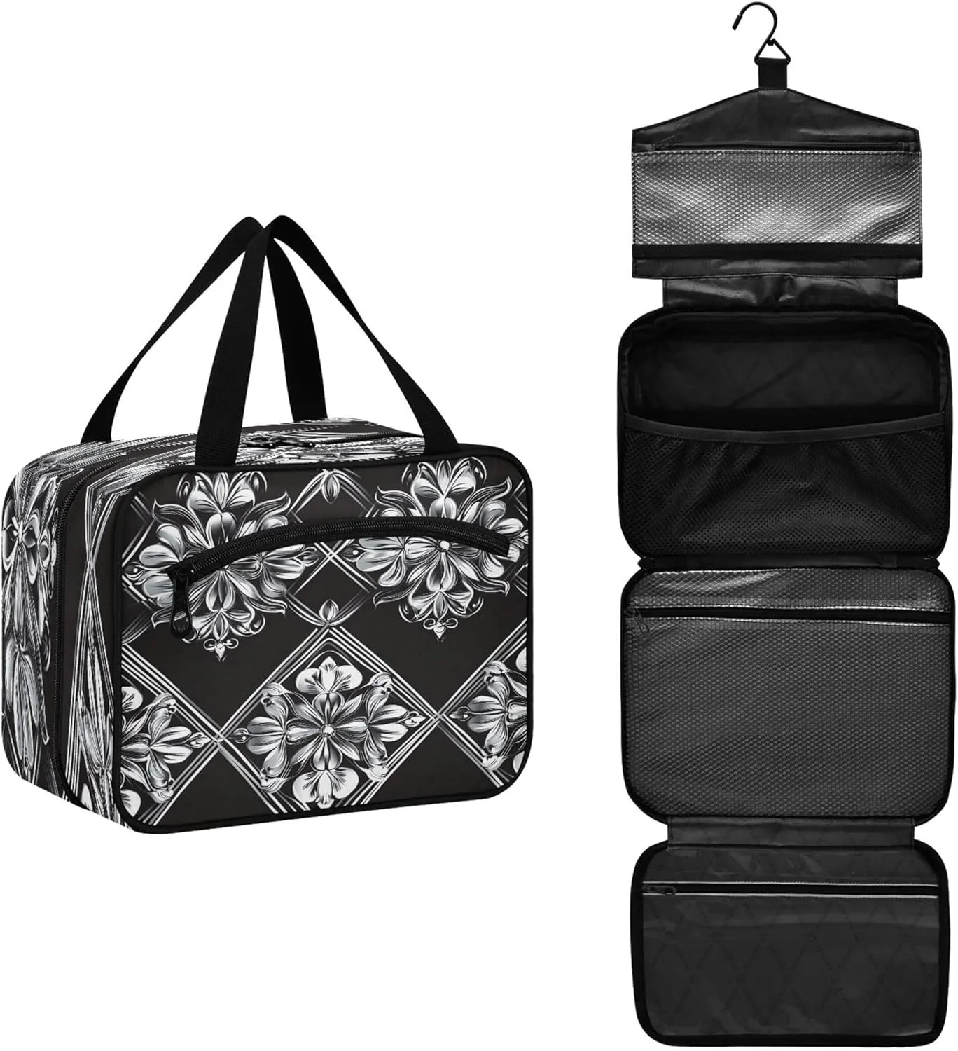 Symmetrical Floral Travel Toiletry Bag for Women & men Hanging Portable Toiletry Bag Large Capacity Travel Bag for Hold Cosmetics Skin Care Products Toiletries Large