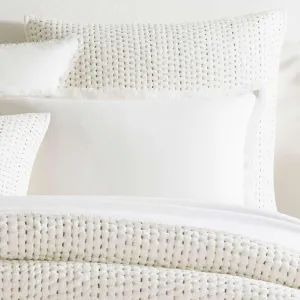 TAFT Neutral Quilted Pillow Sham, Standard Size, Multi/White Stripe Pattern