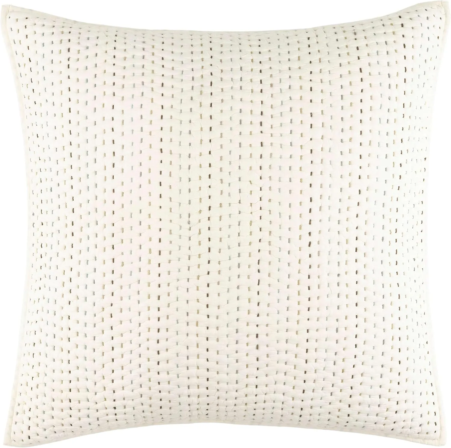 TAFT Neutral Quilted Pillow Sham, Standard Size, Multi/White Stripe Pattern
