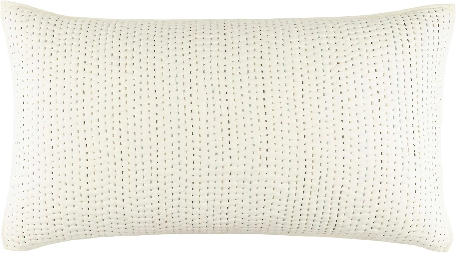 TAFT Neutral Quilted Pillow Sham, Standard Size, Multi/White Stripe Pattern