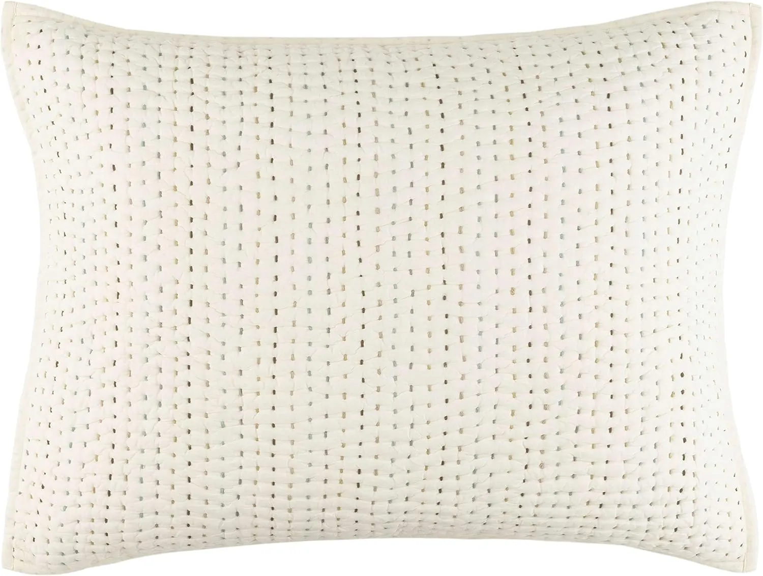 TAFT Neutral Quilted Pillow Sham, Standard Size, Multi/White Stripe Pattern
