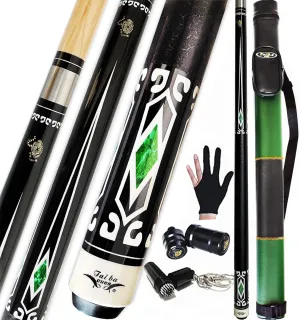 Tai ba cues 2-Piece Pool cue Stick   Hard Case, 13mm Tip, 58", Hardwood Canadian Maple Professional Billiard Pool Cue Stick 18,19,20,21,22 Oz Pool Stick (Selectable)-Blue, Black, Red, Gray, Green