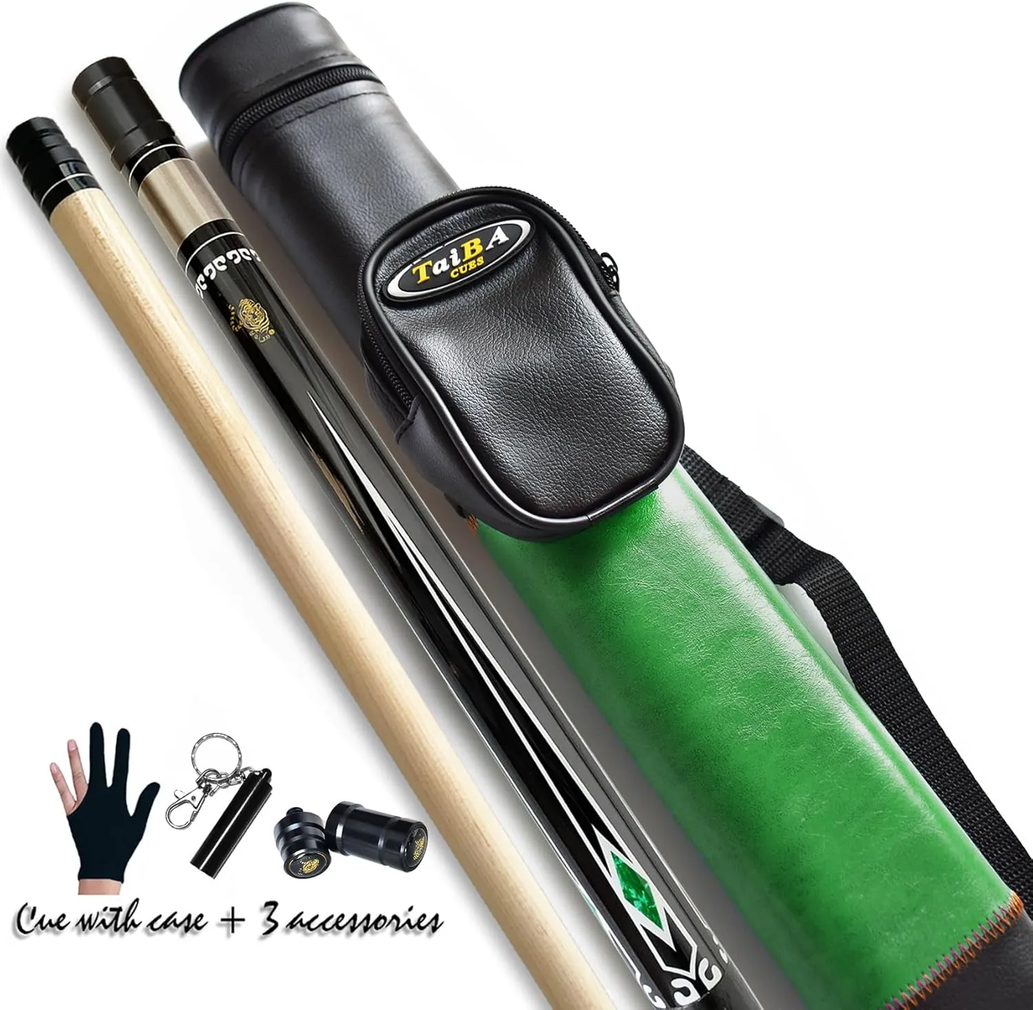 Tai ba cues 2-Piece Pool cue Stick   Hard Case, 13mm Tip, 58", Hardwood Canadian Maple Professional Billiard Pool Cue Stick 18,19,20,21,22 Oz Pool Stick (Selectable)-Blue, Black, Red, Gray, Green