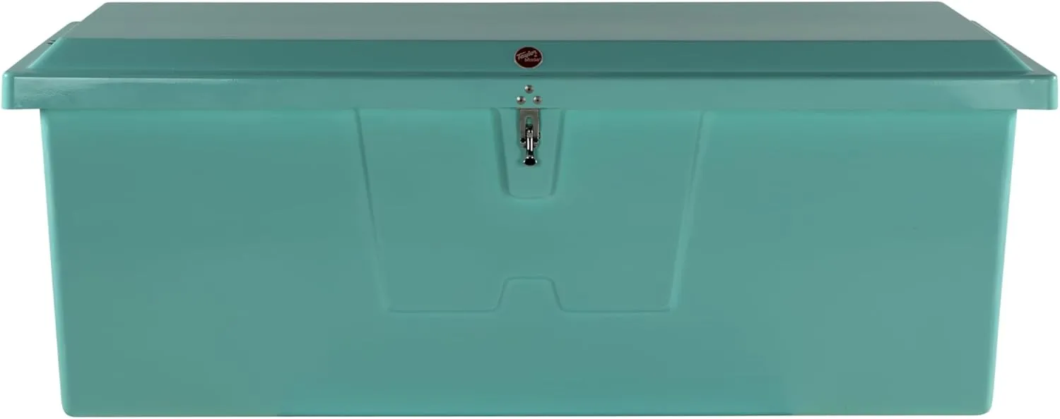 Taylor Made Stow N’ Go Deep Fiberglass Dock Box, Medium (27" H X 72" W X 26" D), Seafoam Green, Smooth Interior Finish, Lockable Latch, Stainless-Steel Hardware - 83554SF
