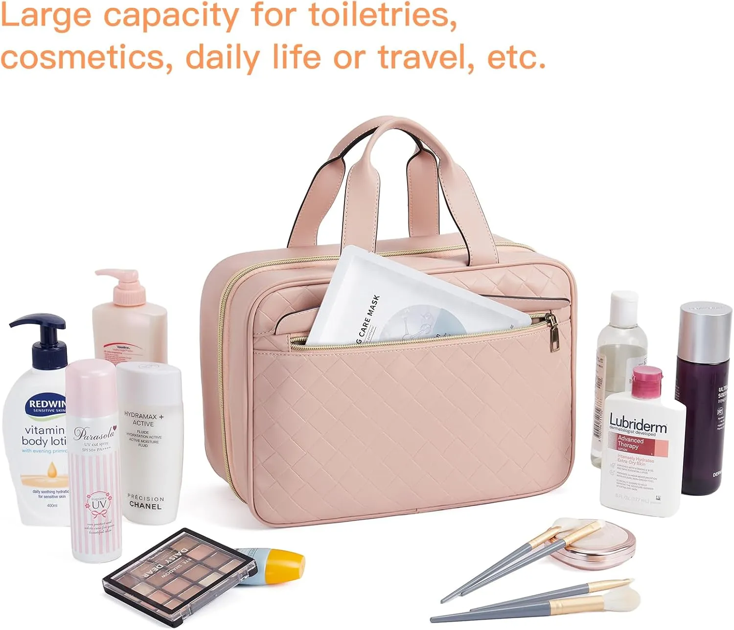 Telena Travel Toiletry Bag for Women with Hanging Hook, Water-resistant Cosmetic Bag Travel Organizer for Accessories, Toiletries, Shampoo