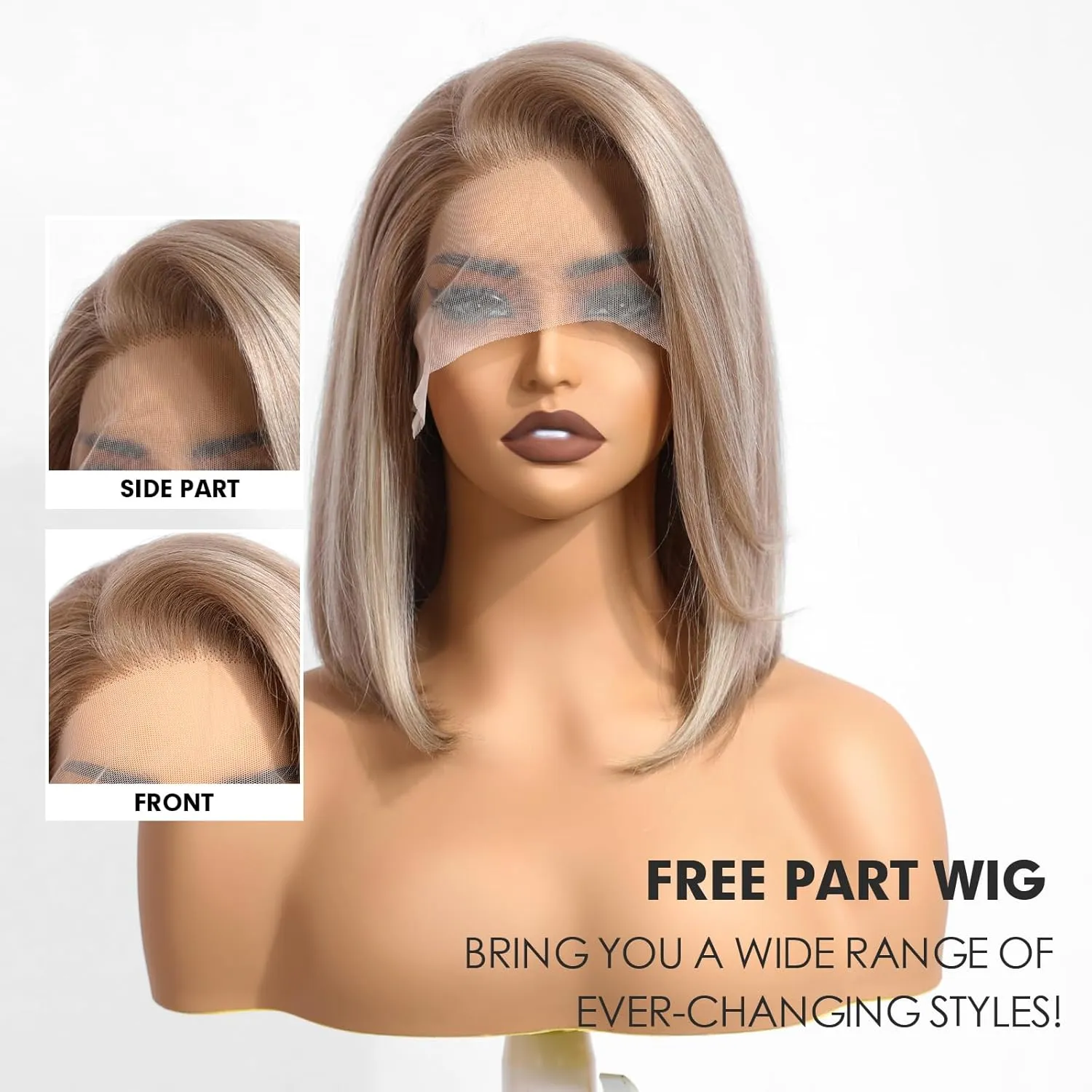 testar 13×4 Rose Blonde Bob Wig Human Hair Realistic HD Lace Front Wig Human Hair Ready to Go Strawberry Blonde Bob Wig Glueless 12 Inch Straight Bob Human Hair Wigs for Women