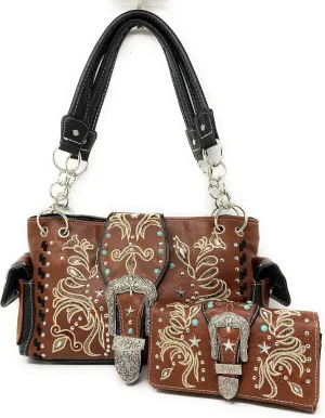Texas West Premium Women's Rhinestone Buckle Handbag Wallet in 6 colors