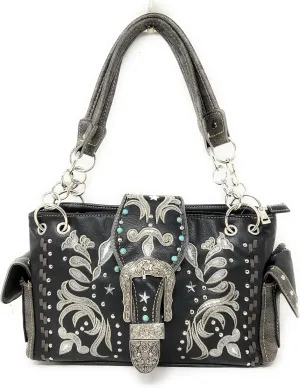Texas West Western Style Rhinestone Concho Buckle Concealed Carry Purse Women Shoulder Bag in 5 colors
