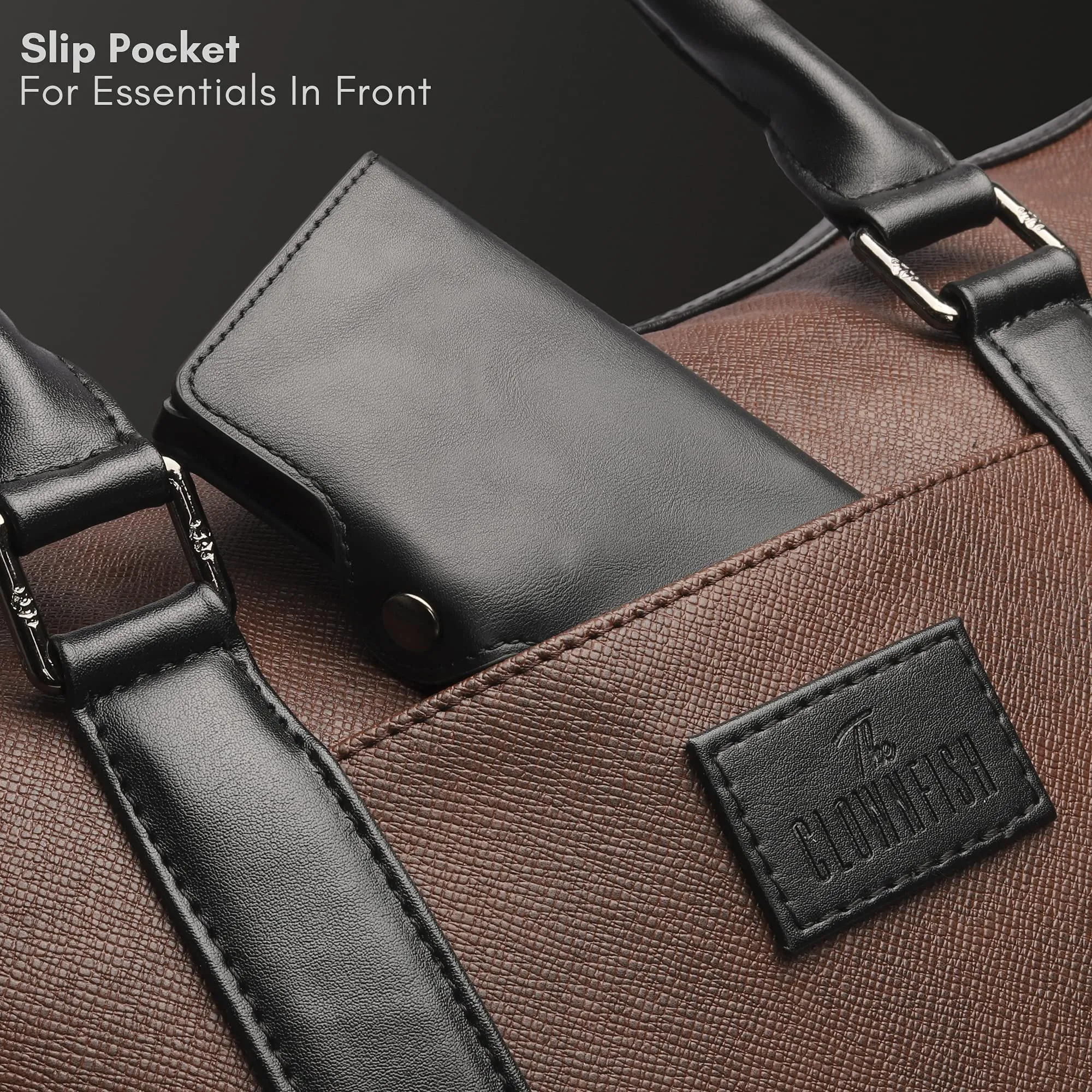 THE CLOWNFISH Farold Faux Leather Unisex 15.6 inch Laptop Messenger Bag Briefcase (Almond Brown)