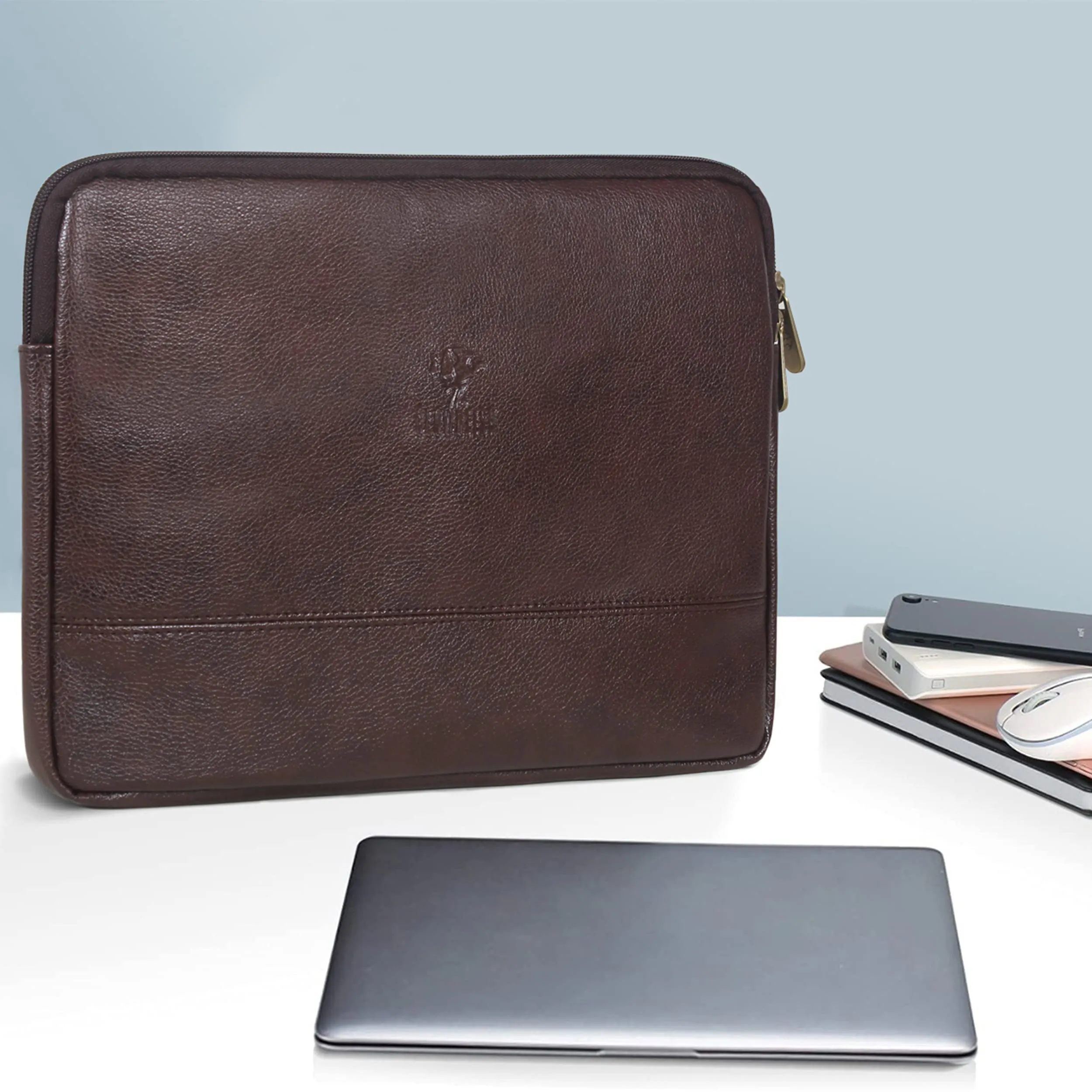 THE CLOWNFISH Pascal Faux Leather Unisex 17 Inch Tablet Case Laptop Bag (Dark Brown)