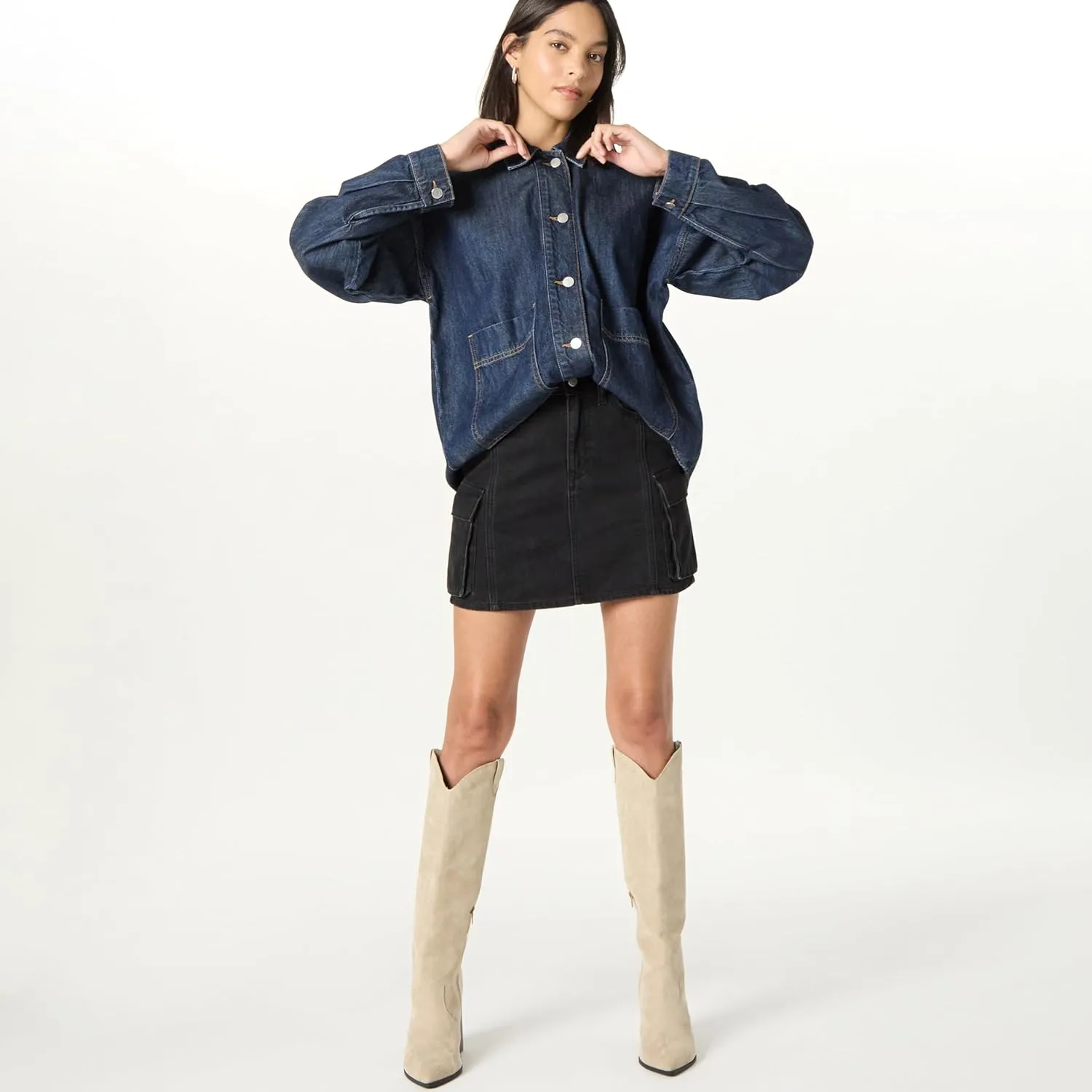 The Drop Women's Cassandra Knee-high Western Boot Overknee