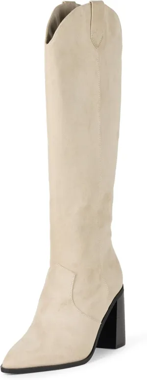 The Drop Women's Cassandra Knee-high Western Boot Overknee
