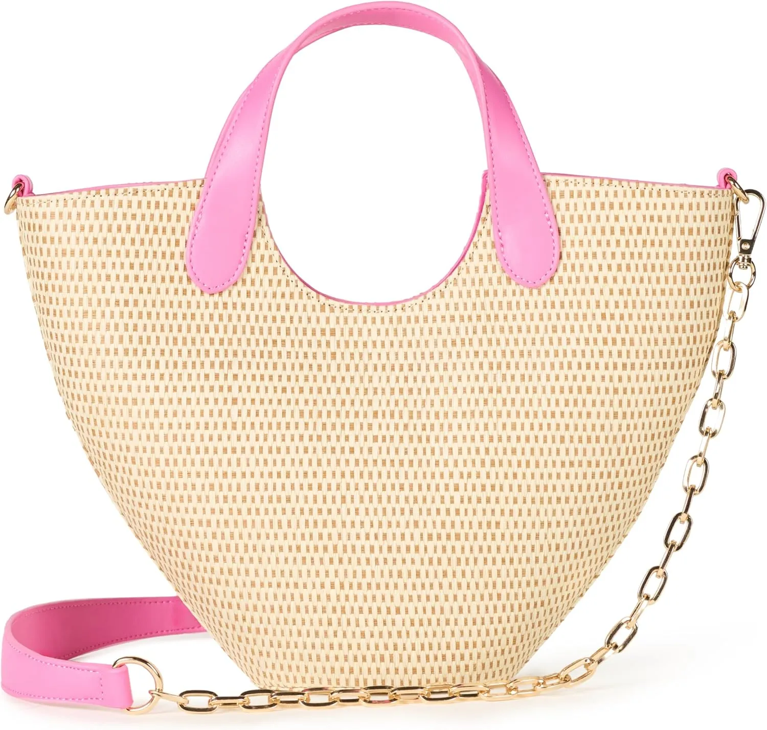 The Drop Women's Jade Straw Tote with Chain Strap