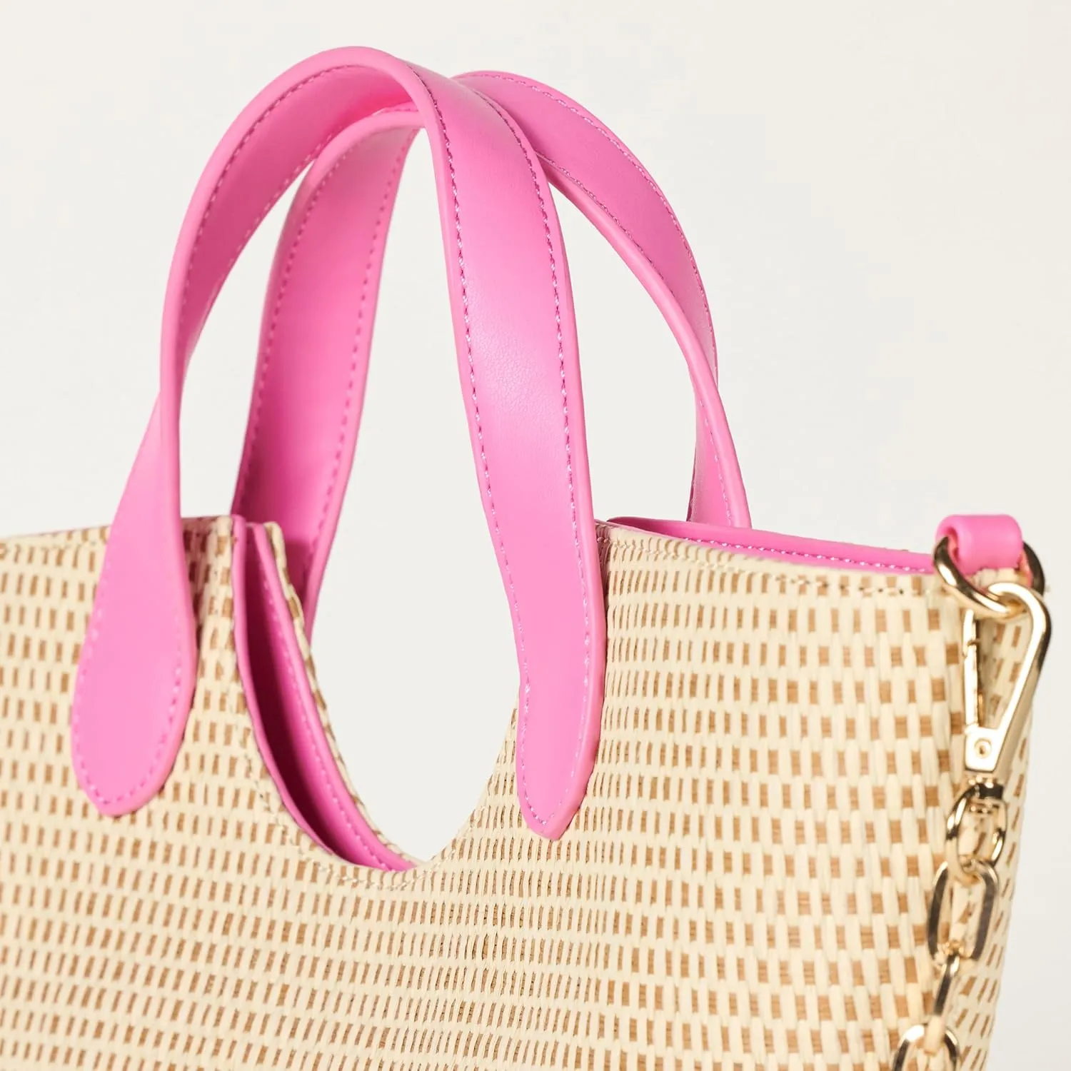 The Drop Women's Jade Straw Tote with Chain Strap