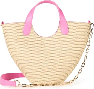 The Drop Women's Jade Straw Tote with Chain Strap
