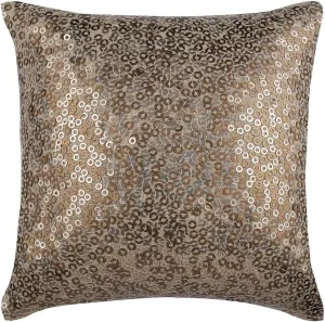 The HomeCentric Pillow Covers, Gold Accent Pillow, Pack of 2, 18x18 inch (45x45 cm) Cushion Cover, Cotton Linen Square Pillow Cover, Sparkly Sequins Throw Pillow Cover, Solid, Circles - City of Gold
