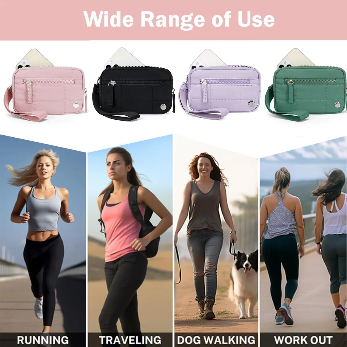 The Iris' Wallet 2nd Gen, Women's Waterproof Nylon Quilted 3 Zipper Purse Wallet With ID Window