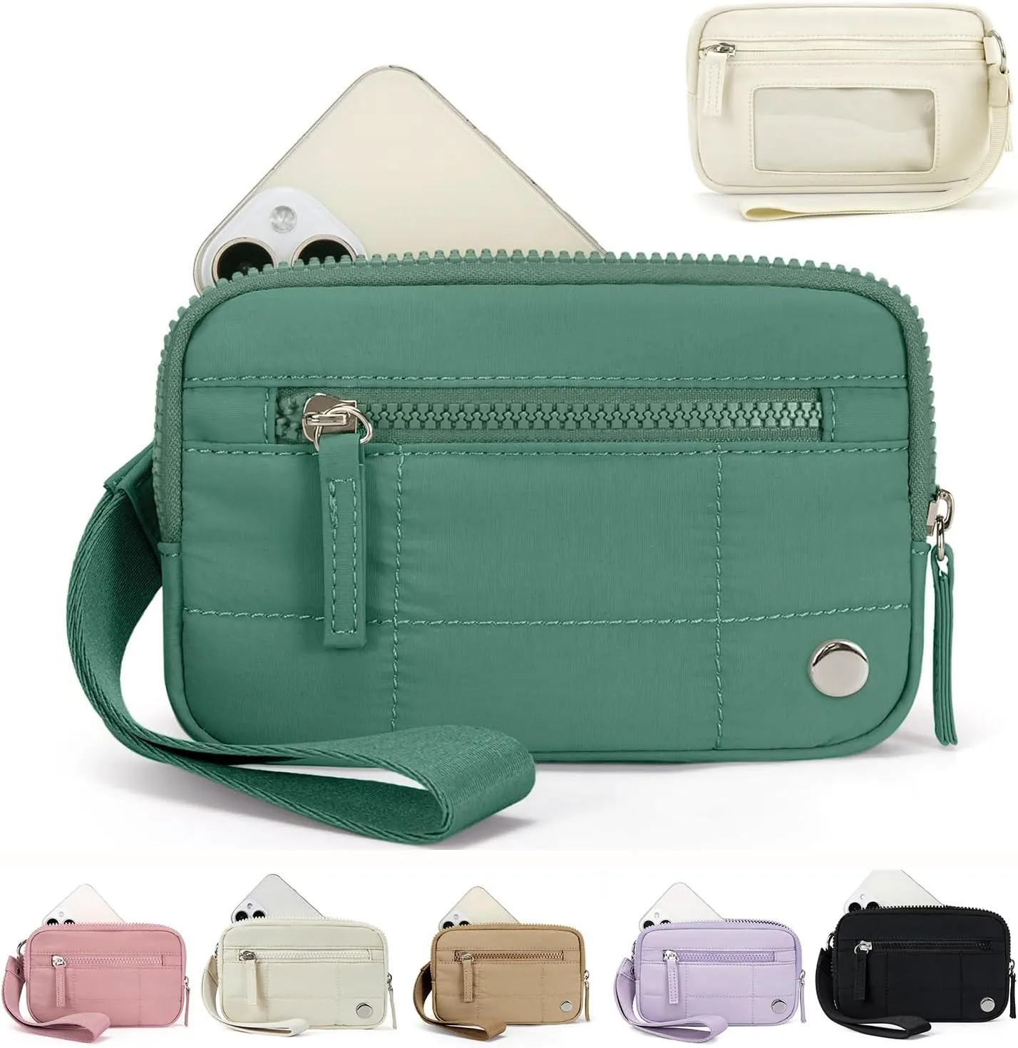 The Iris' Wallet 2nd Gen, Women's Waterproof Nylon Quilted 3 Zipper Purse Wallet With ID Window