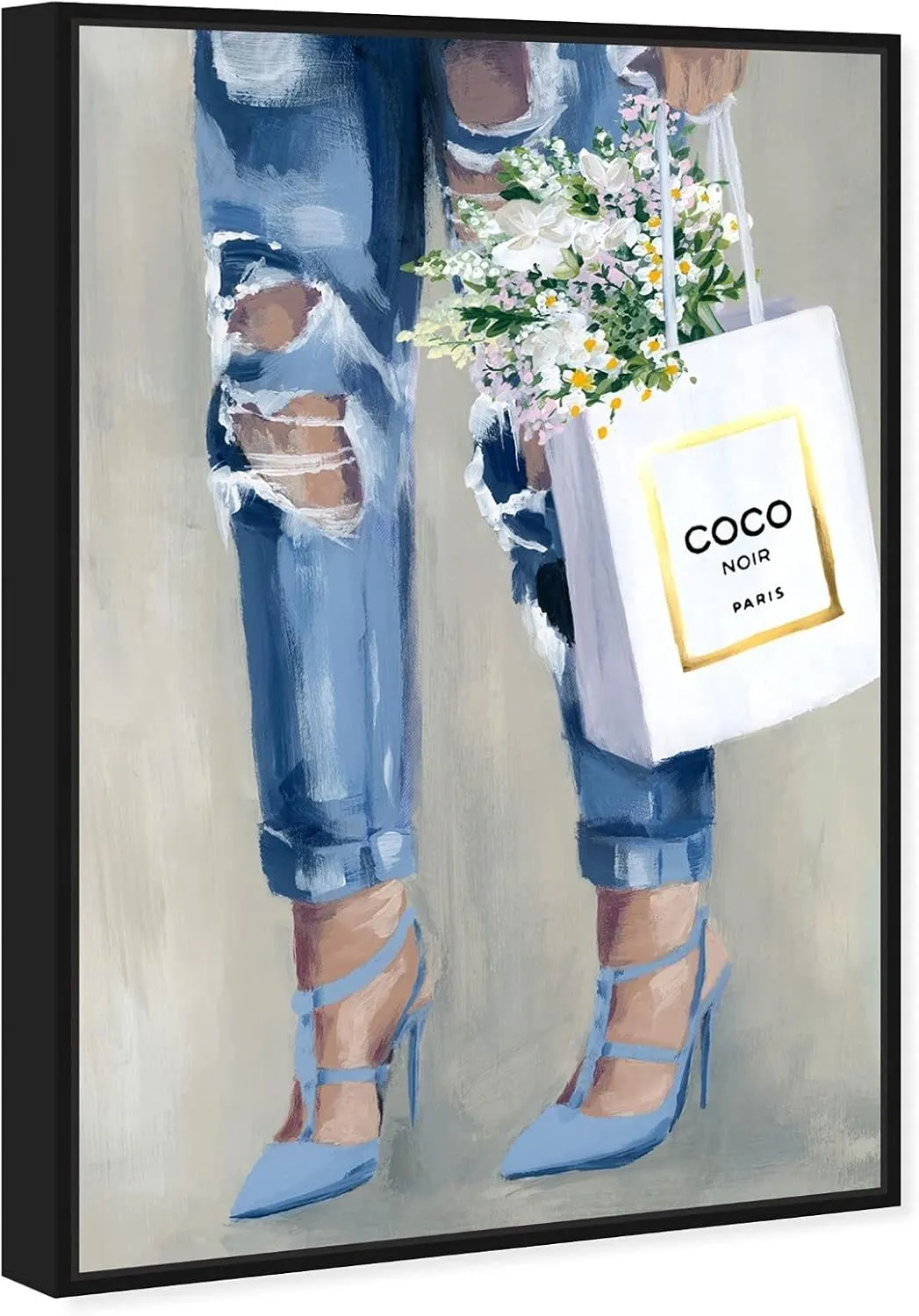 The Oliver Gal Artist Co. Fashion and Glam Wall Art Canvas Prints Outfits Denim Dream Home Décor, 10" x 15", Black Floating Frame