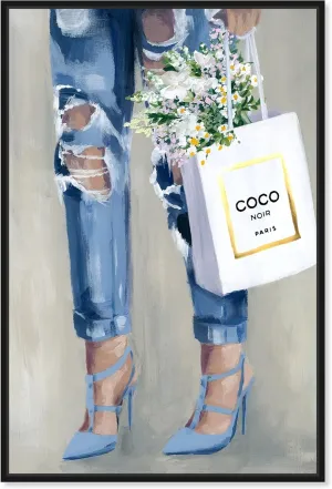 The Oliver Gal Artist Co. Fashion and Glam Wall Art Canvas Prints Outfits Denim Dream Home Décor, 10" x 15", Black Floating Frame