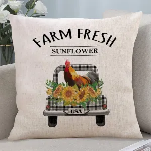 Throw Pillowcase Pillowcases Farm Fresh Sunflowers Colorful Soft Cotton Linen Pillow Case with Invisible Zipper Closure for Sofa Bed Bed Room Living Room Flat Novelty Birthday Gift for Boys