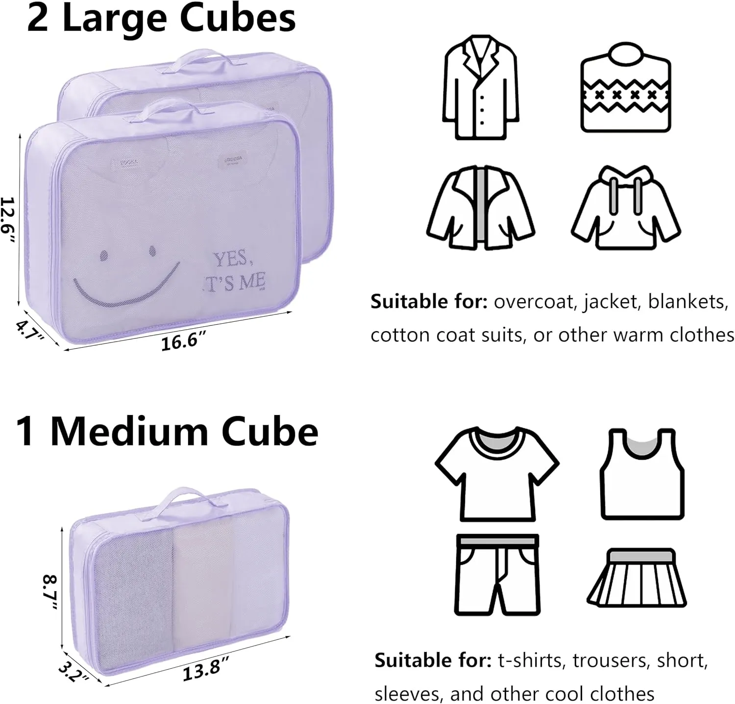 tianzong 7-piece Set Packing Cubes, Travel Bags for Luggage, Packing Organizers with Shoe Bag (Purple)
