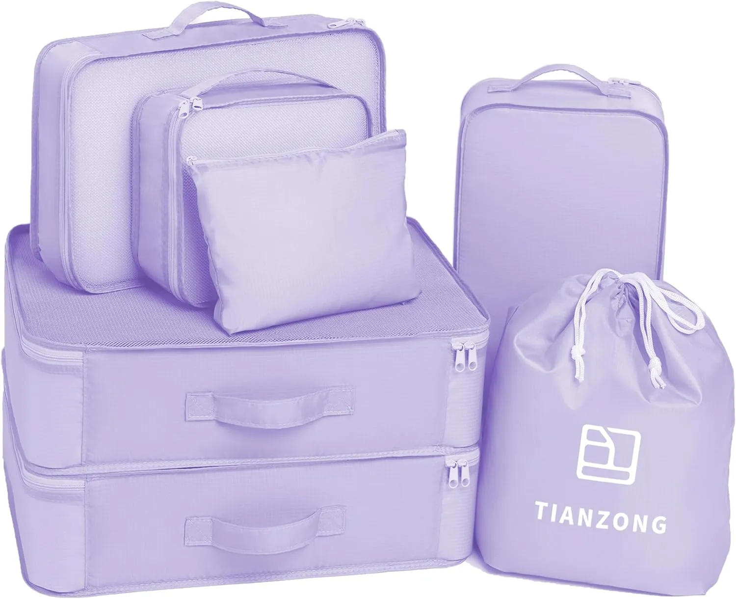 tianzong 7-piece Set Packing Cubes, Travel Bags for Luggage, Packing Organizers with Shoe Bag (Purple)