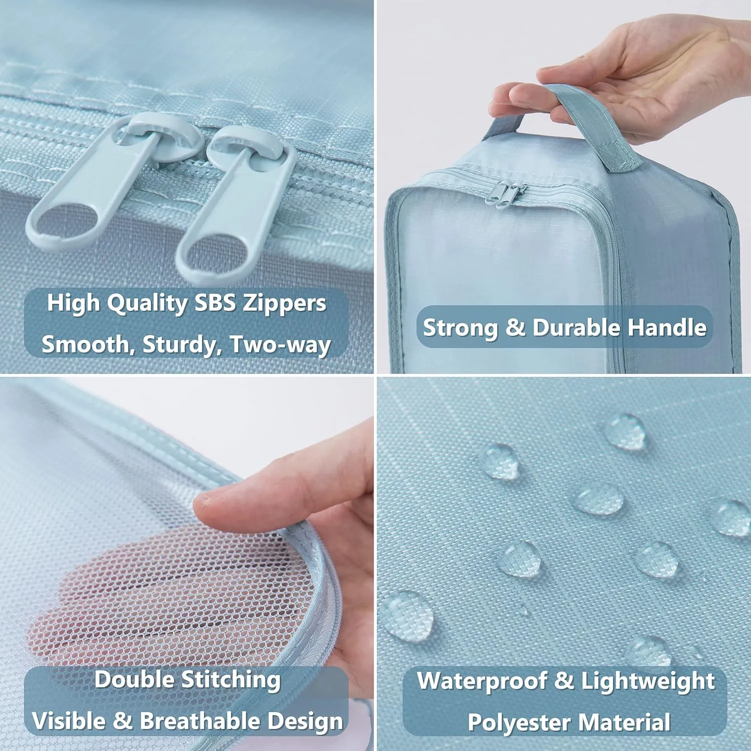 tianzong 7-piece Set Packing Cubes, Travel Bags for Luggage, Packing Organizers with Shoe Bag (Sky Blue with a Toiletry Bag)