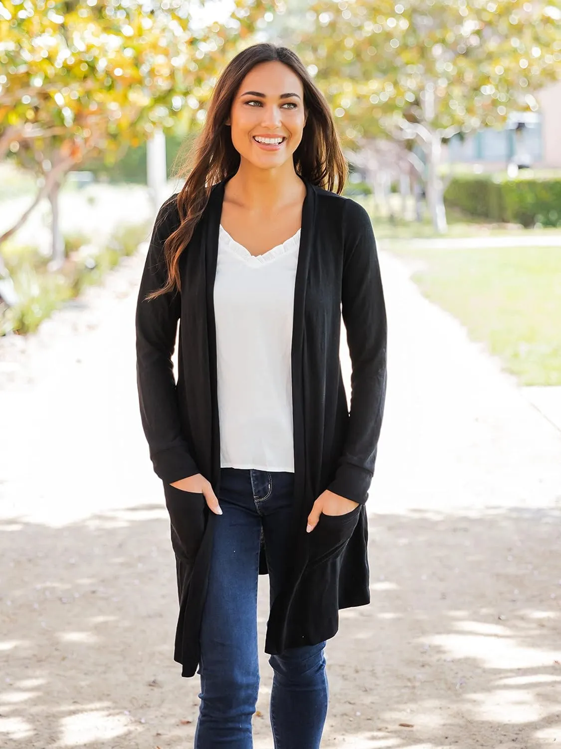 Tickled Teal Women’s Soft Long Sleeve Pocket Cardigan