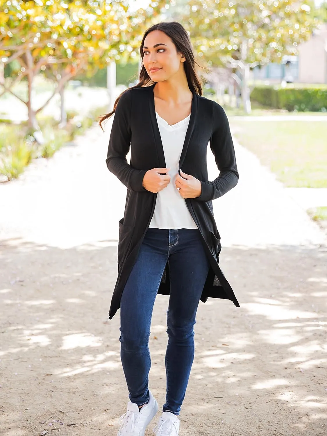 Tickled Teal Women’s Soft Long Sleeve Pocket Cardigan