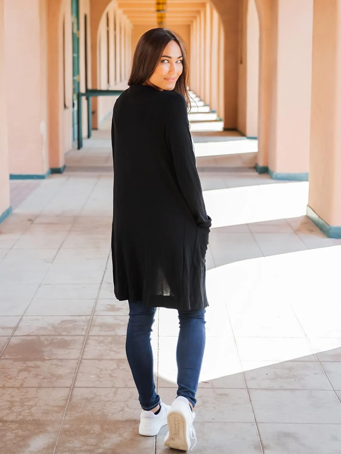 Tickled Teal Women’s Soft Long Sleeve Pocket Cardigan