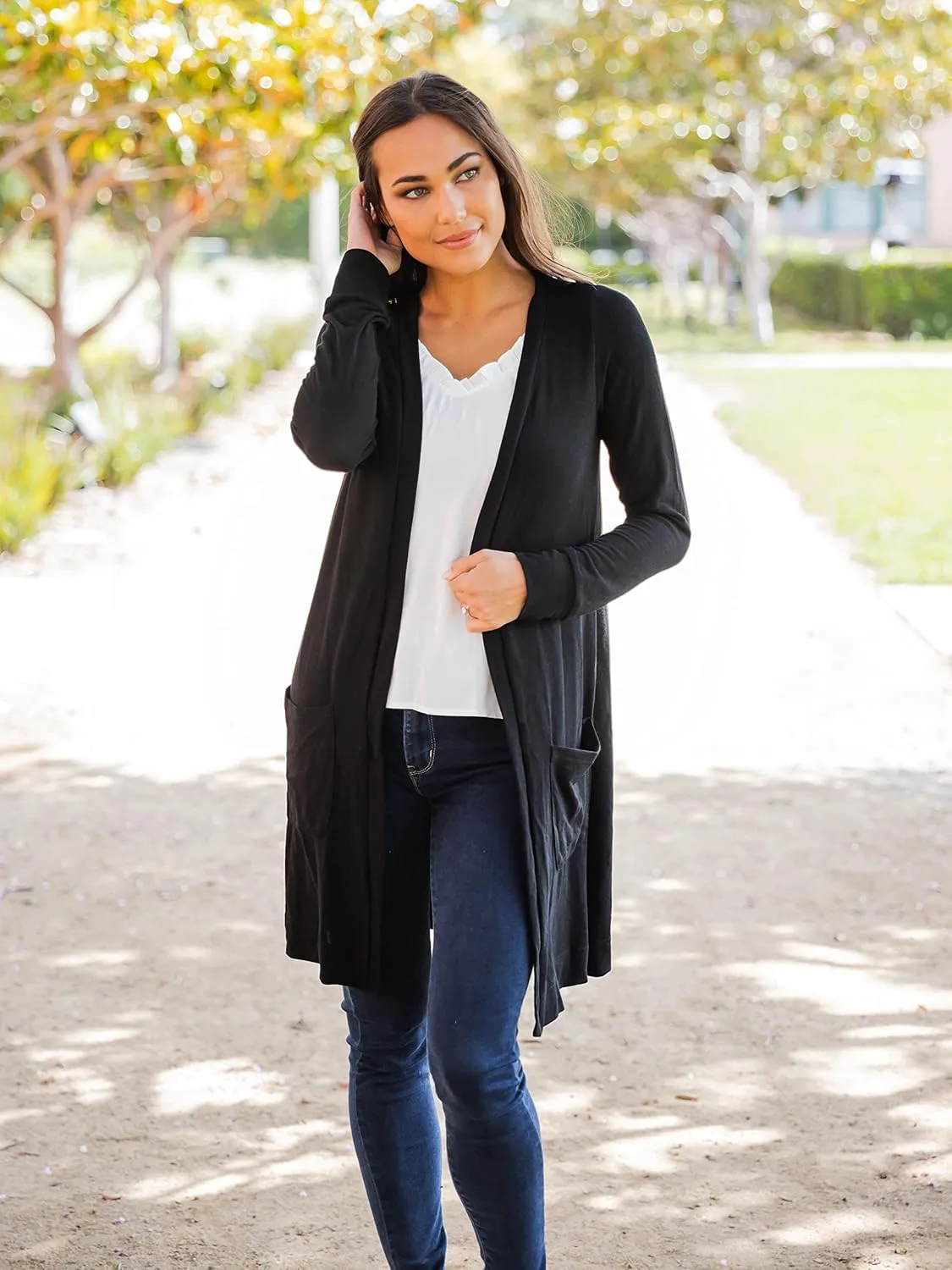 Tickled Teal Women’s Soft Long Sleeve Pocket Cardigan