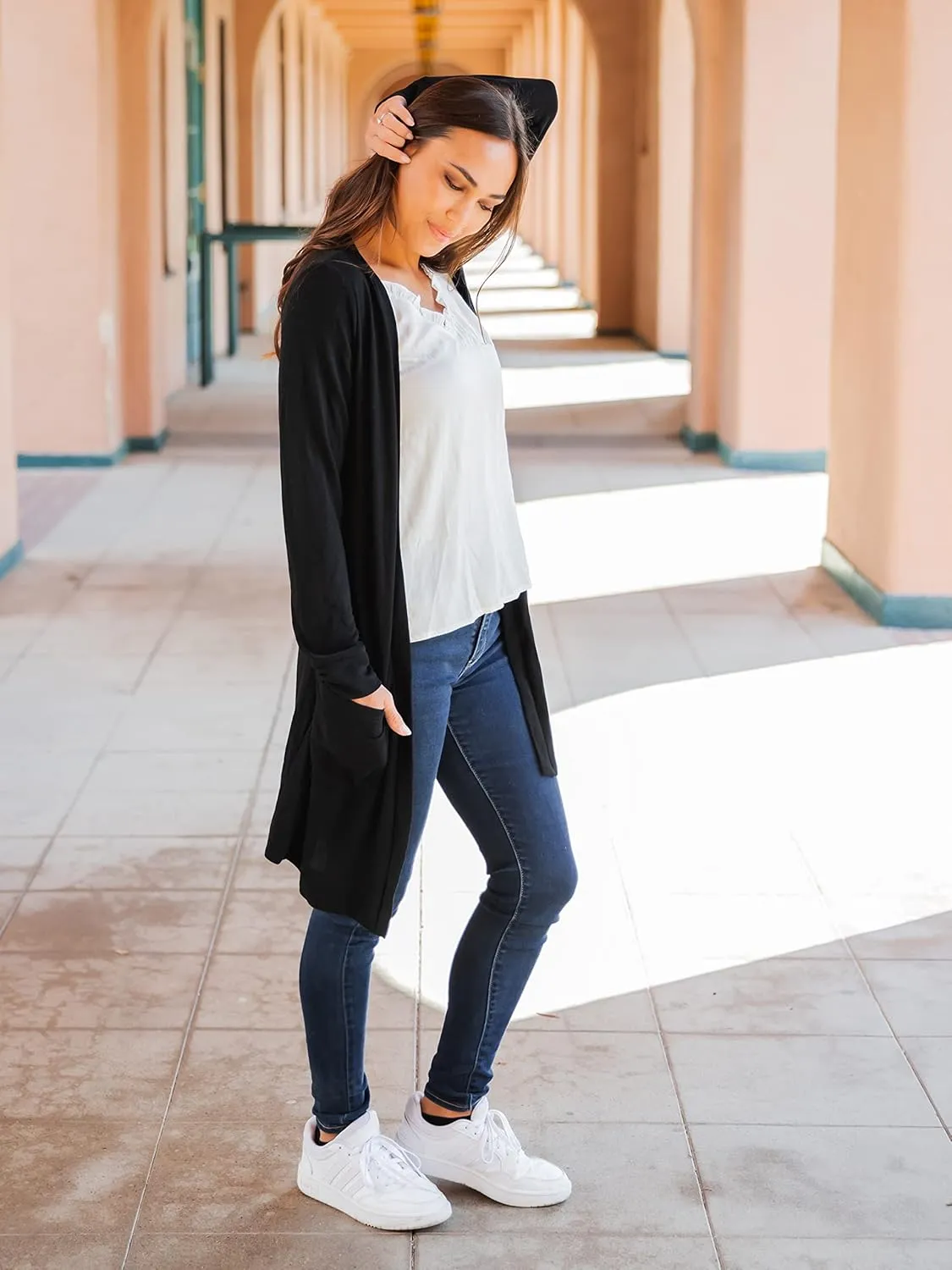 Tickled Teal Women’s Soft Long Sleeve Pocket Cardigan