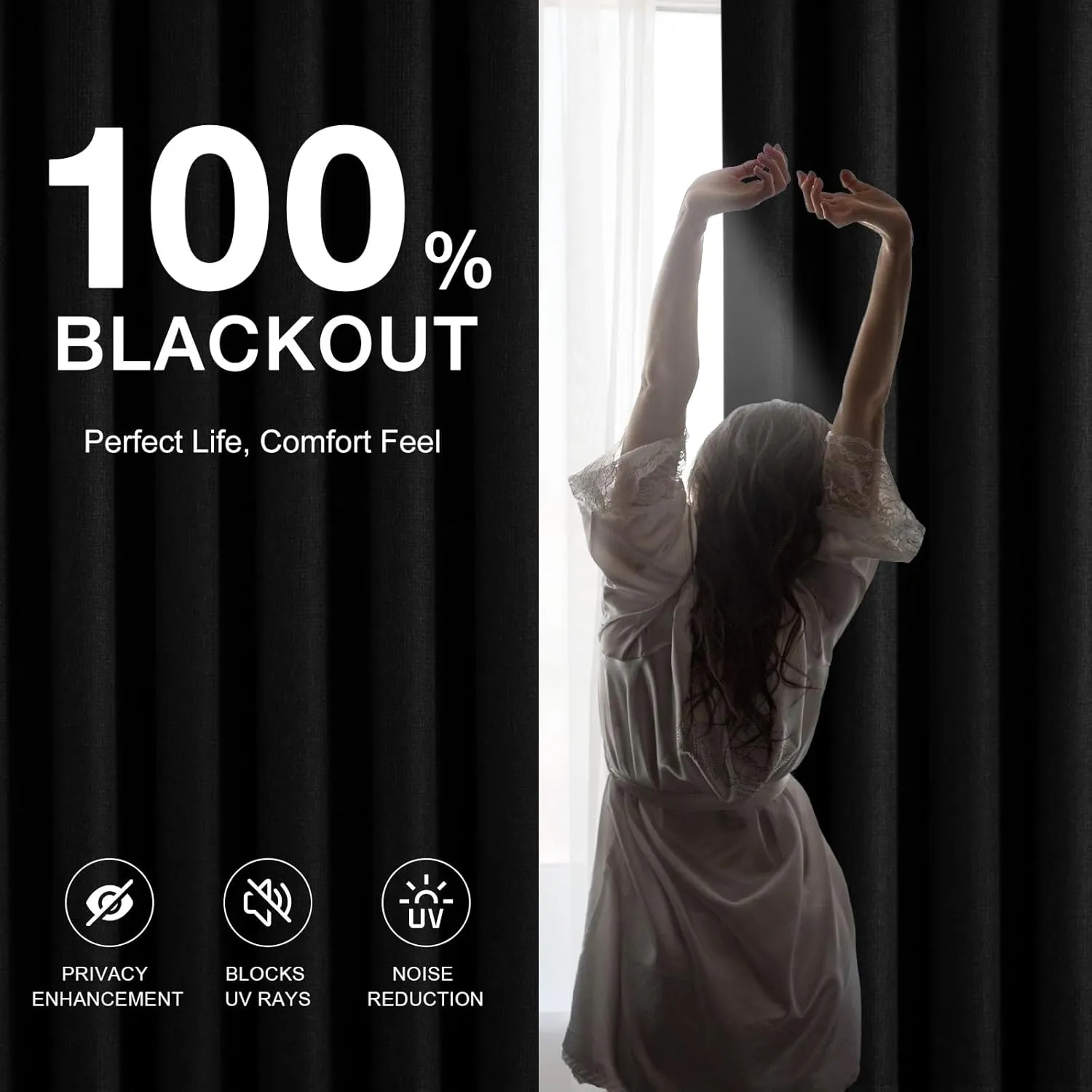 Timeles Blackout Curtains 84 Inches Long – 2 Panels Linen Curtains with Grommets, Room Darkening Drapes with White Liner for Bedroom & Living Room, 52 x 84 Inches, Navy Blue