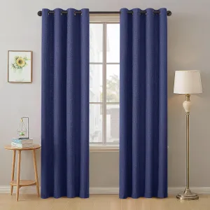 Timeles Blackout Curtains 84 Inches Long – 2 Panels Linen Curtains with Grommets, Room Darkening Drapes with White Liner for Bedroom & Living Room, 52 x 84 Inches, Navy Blue