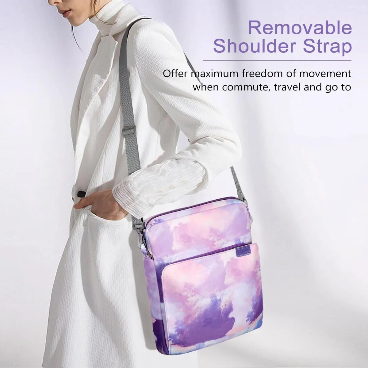 TiMOVO 13 Inch Tablet Sleeve Handbag with Shoulder Strap for iPad Air 13" M3 2025, iPad Pro 13", iPad Pro 12.9", Galaxy Tab S9 /S9 Plus/S10 /S10 Plus/S9 FE /S9 FE Plus 12.4", Watercolor Purple