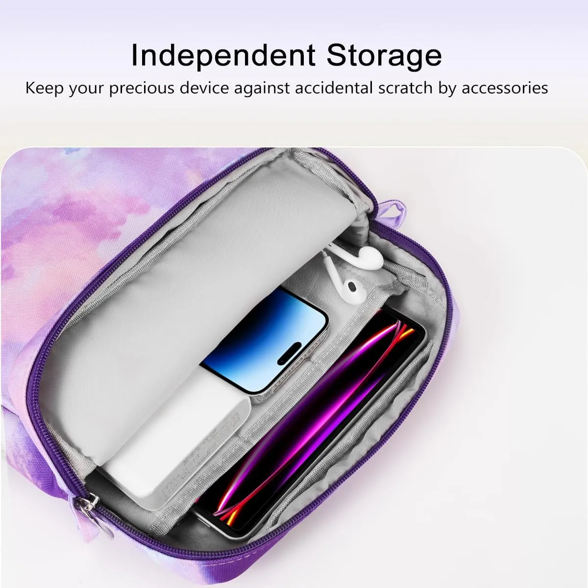TiMOVO 13 Inch Tablet Sleeve Handbag with Shoulder Strap for iPad Air 13" M3 2025, iPad Pro 13", iPad Pro 12.9", Galaxy Tab S9 /S9 Plus/S10 /S10 Plus/S9 FE /S9 FE Plus 12.4", Watercolor Purple
