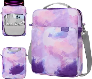 TiMOVO 13 Inch Tablet Sleeve Handbag with Shoulder Strap for iPad Air 13" M3 2025, iPad Pro 13", iPad Pro 12.9", Galaxy Tab S9 /S9 Plus/S10 /S10 Plus/S9 FE /S9 FE Plus 12.4", Watercolor Purple